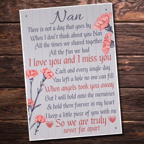 Nan Memorial Gift Grave Plaque Tribute Hanging Sign Rememberance