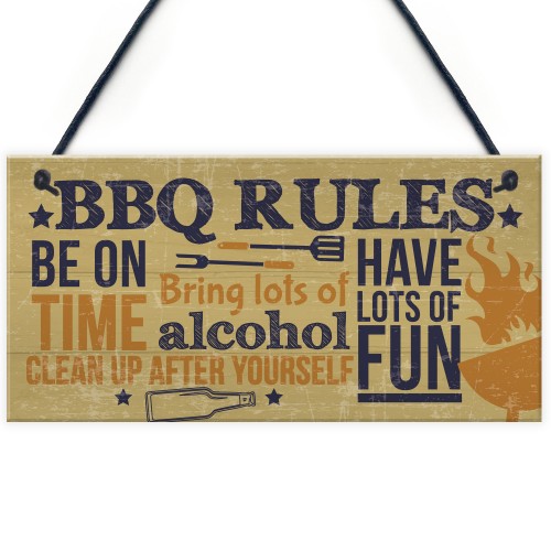 BBQ Rules Wall Plaque Garden Pub Barbecue Alcohol Friendship