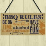 BBQ Rules Wall Plaque Garden Pub Barbecue Alcohol Friendship