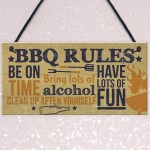 BBQ Rules Wall Plaque Garden Pub Barbecue Alcohol Friendship