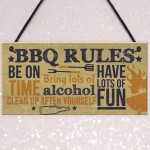 BBQ Rules Wall Plaque Garden Pub Barbecue Alcohol Friendship