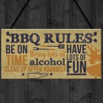 BBQ Rules Wall Plaque Garden Pub Barbecue Alcohol Friendship