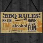 BBQ Rules Wall Plaque Garden Pub Barbecue Alcohol Friendship