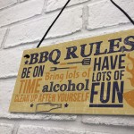 BBQ Rules Wall Plaque Garden Pub Barbecue Alcohol Friendship