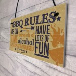 BBQ Rules Wall Plaque Garden Pub Barbecue Alcohol Friendship