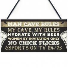 Man Cave Rules Funny Plaque Games Boys Room Beer Sign Gifts 