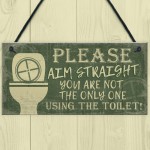 Funny Bathroom Sign Loo Decor Aim Straight Humouros Wall Plaque