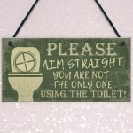 Funny Bathroom Sign Loo Decor Aim Straight Humouros Wall Plaque