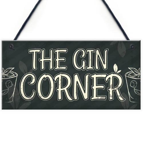 Gin Corner Garden Sign Gin & Tonic Plaque Funny Alcohol Home Bar