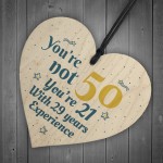 50th Birthday Gift Wooden Heart 50 For Dad Mum Sister Friend