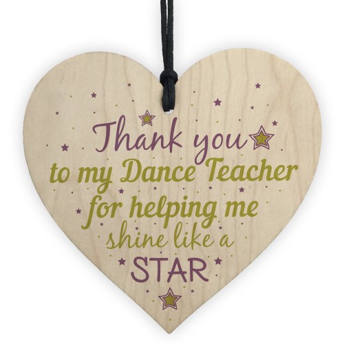 Thank You Dance Teacher Wood Heart Sign Goodbye Friendship Gift