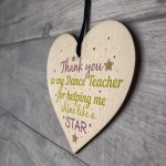 Thank You Dance Teacher Wood Heart Sign Goodbye Friendship Gift