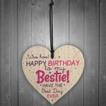 Birthday Friendship Best Friend Gift Wood Heart Plaque Thank You