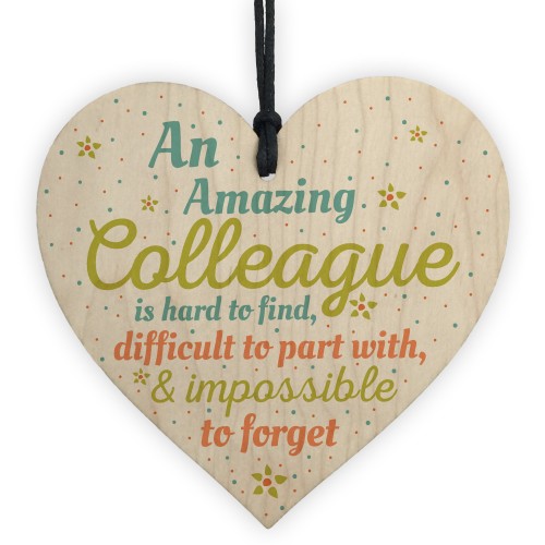 Amazing Colleague Wood Heart Plaque Friendship Work Thank You 