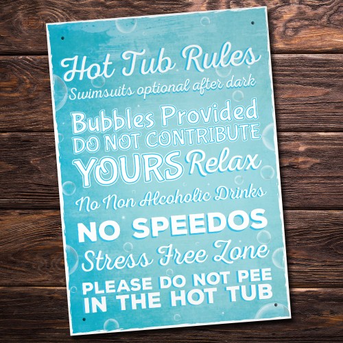 Hot Tub Rules Hanging Garden Shed Plaques SummerHouse Gifts