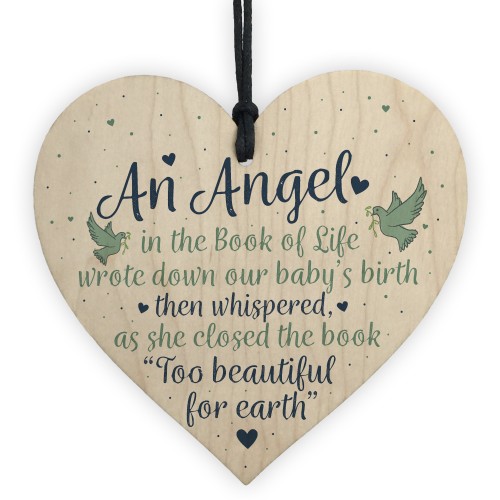 Angel Baby Memorial Gifts Wooden Heart Plaque Bereavement Sign