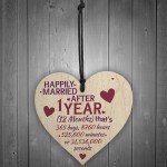 1 Year Anniversary Married Wooden Hanging Heart Sign Keepsake