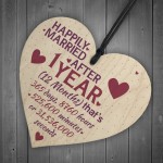 1 Year Anniversary Married Wooden Hanging Heart Sign Keepsake