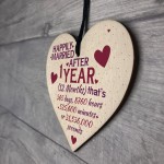 1 Year Anniversary Married Wooden Hanging Heart Sign Keepsake