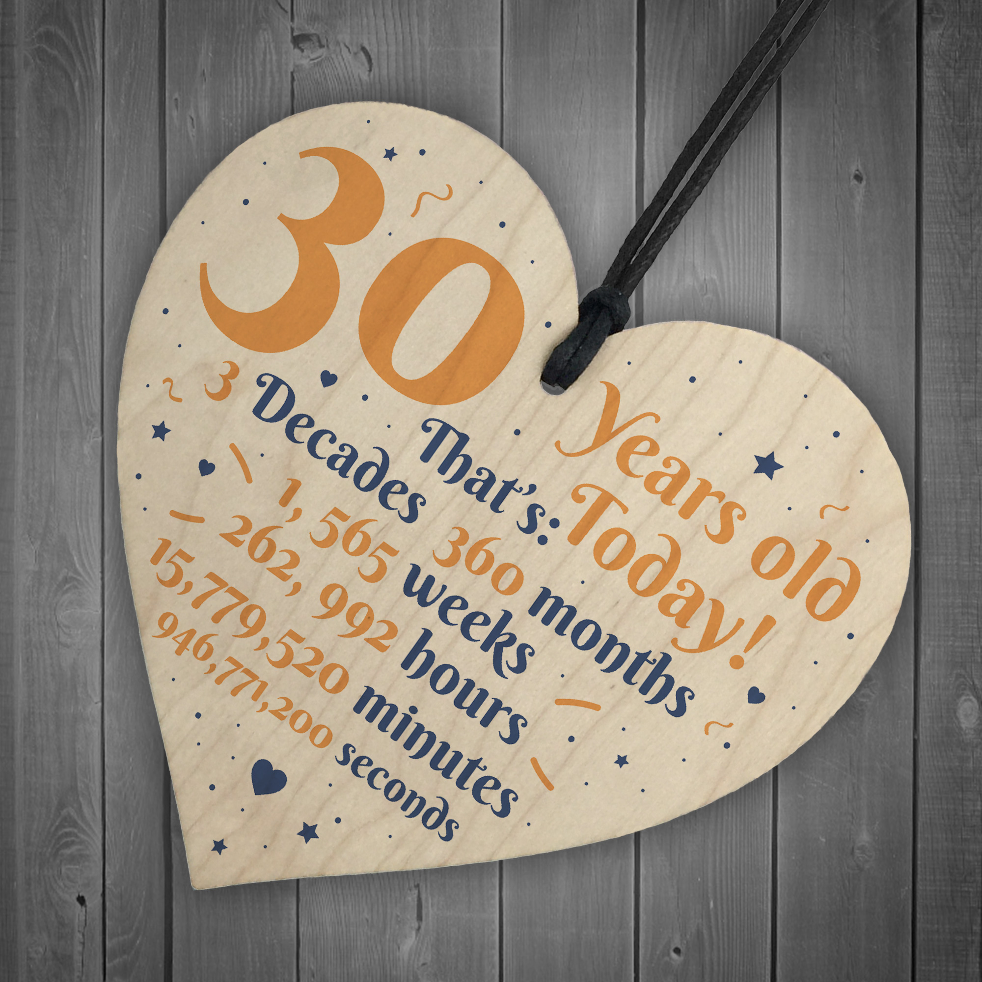 Novelty 30th Birthday Gift Wooden Heart Plaque Friendship Gift