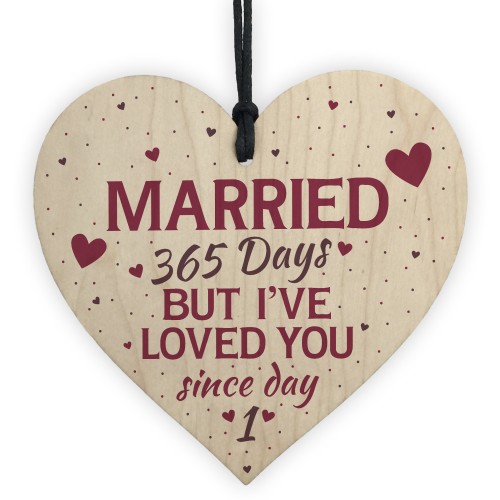 1st Wedding Anniversary Wooden Hanging Heart Sign Keepsake Gift