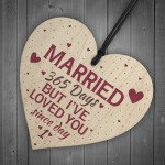 1st Wedding Anniversary Wooden Hanging Heart Sign Keepsake Gift