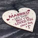 1st Wedding Anniversary Wooden Hanging Heart Sign Keepsake Gift