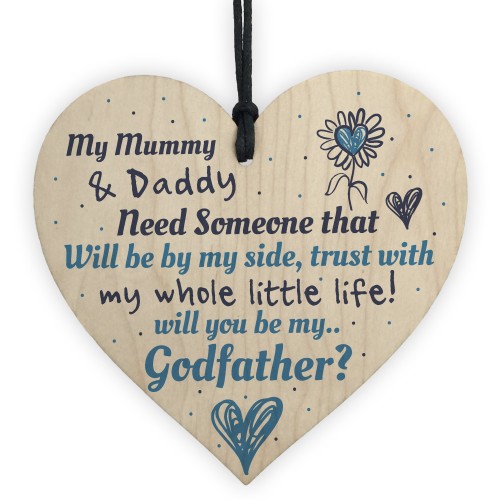 Will You Be My Godfather Heart Plaque Goddaughter Godson Gift