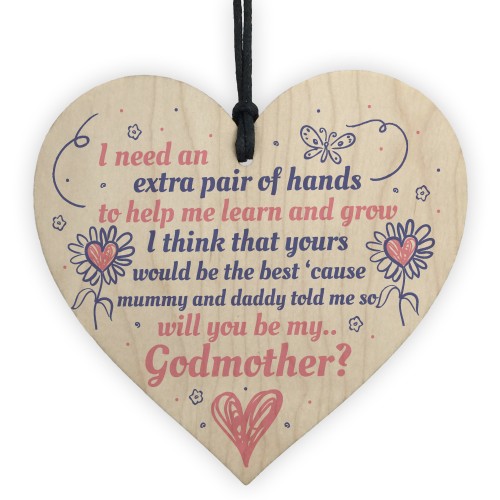 Will You Be My Godmother Heart Plaque Goddaughter Godson Gifts