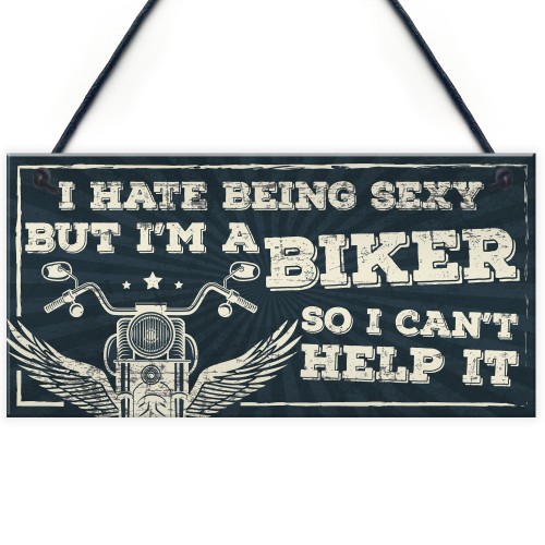Motorbike Biker Hanging Plaque Man Cave Sign Gift For Men Dad