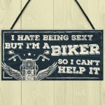 Motorbike Biker Hanging Plaque Man Cave Sign Gift For Men Dad