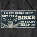 Motorbike Biker Hanging Plaque Man Cave Sign Gift For Men Dad