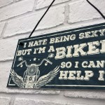Motorbike Biker Hanging Plaque Man Cave Sign Gift For Men Dad