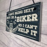Motorbike Biker Hanging Plaque Man Cave Sign Gift For Men Dad