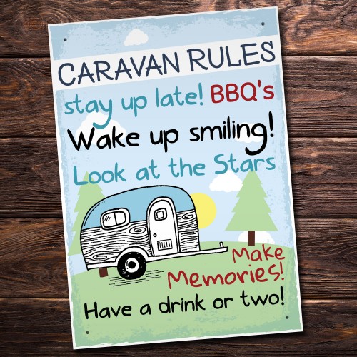 Caravan MotorHome Rules Novelty Gift Plaque Garden Sign 