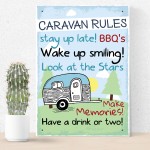 Caravan MotorHome Rules Novelty Gift Plaque Garden Sign 