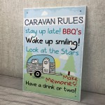 Caravan MotorHome Rules Novelty Gift Plaque Garden Sign 