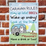 Caravan MotorHome Rules Novelty Gift Plaque Garden Sign 