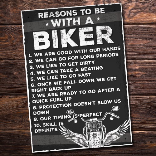 Motorbike Biker Dad Grandad Gifts Plaque Novelty Man Cave Signs