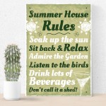 Summer House Rules Hanging Wall Plaque Garden Shed Sign Gift