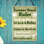 Summer House Rules Hanging Wall Plaque Garden Shed Sign Gift