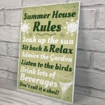 Summer House Rules Hanging Wall Plaque Garden Shed Sign Gift
