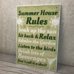 Summer House Rules Hanging Wall Plaque Garden Shed Sign Gift