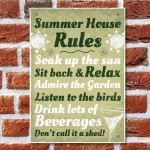 Summer House Rules Hanging Wall Plaque Garden Shed Sign Gift