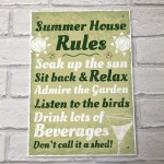 Summer House Rules Hanging Wall Plaque Garden Shed Sign Gift