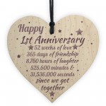 1st Wedding Anniversary Gift Wooden Heart Engagement Keepsake