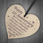 1st Wedding Anniversary Gift Wooden Heart Engagement Keepsake