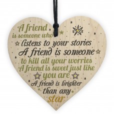 Friendship Bright Star Handmade Wooden Heart Sign Friend Gift