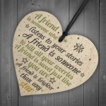 Friendship Bright Star Handmade Wooden Heart Sign Friend Gift