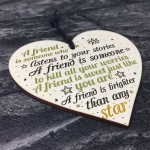 Friendship Bright Star Handmade Wooden Heart Sign Friend Gift